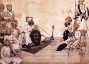 unknow artist Thakur Daulat Singh,His Minister,His Nephew and Others in a Council France oil painting artist